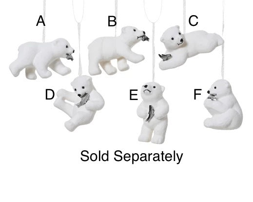 Christmas Tree Hanging Decoration - White Polar Bears & Fish