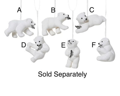 Christmas Tree Hanging Decoration - White Polar Bears & Fish