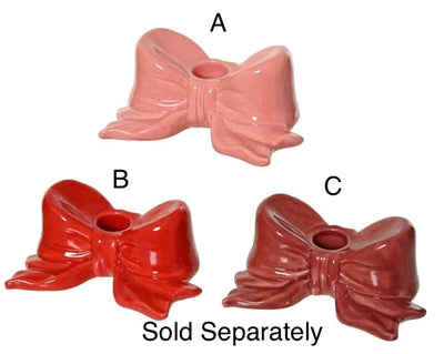 Christmas Candle Holder - Red/Burgundy/Pink Bow