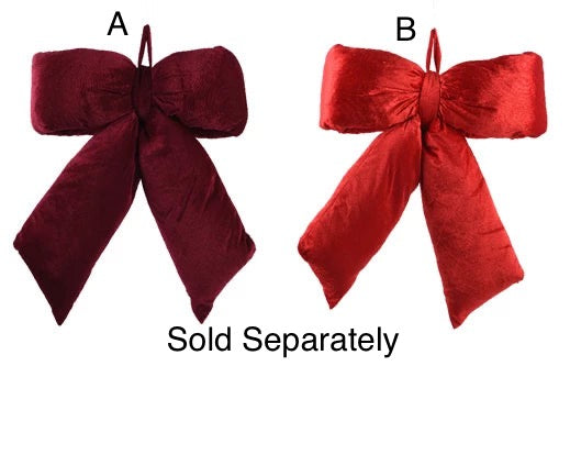 Christmas Bow - Red/Burgandy Plush Velvet