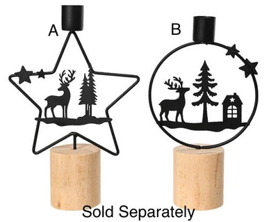 Christmas Candle Holder - Reindeer Scene