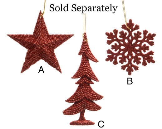 Red Glitter Star/Tree/Snowflake Decoration