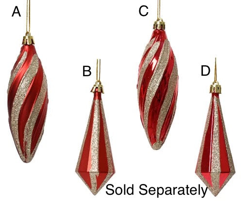 Christmas Tree Hanging Decoration - Red & Gold Vintage Drops