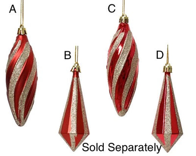 Christmas Tree Hanging Decoration - Red & Gold Vintage Drops