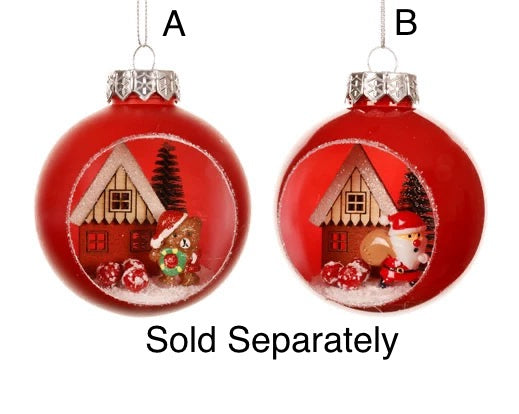 Christmas Tree Hanging Decoration - Red Christmas Scene Bauble