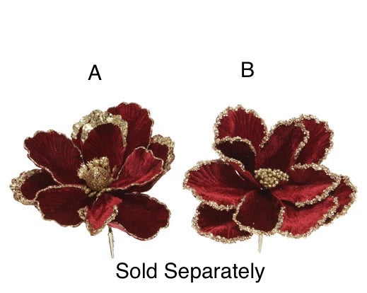 Burgandy & Gold Magnolia Clip Flower