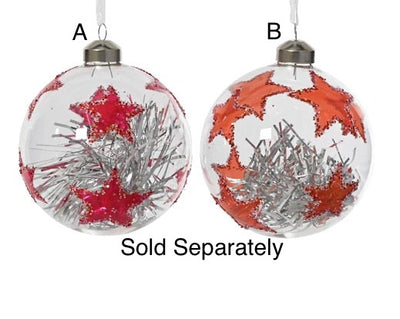 Glass Christmas Tree Hanging Decoration - Star Tinsel Bauble **CLICK & COLLECT ONLY**