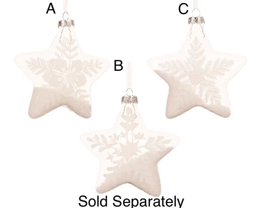 Glass Christmas Tree Hanging Decoration - White Star Bauble **CLICK & COLLECT ONLY**