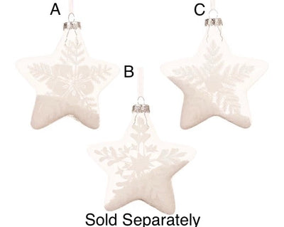 Glass Christmas Tree Hanging Decoration - White Star Bauble **CLICK & COLLECT ONLY**