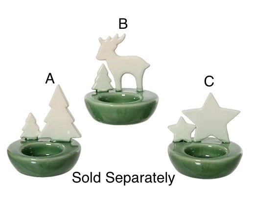 Christmas Tealight Holder - Porcelain Reindeer/Star/Christmas Tree
