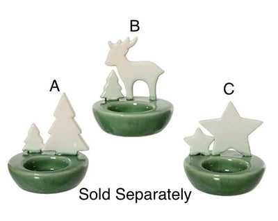 Christmas Tealight Holder - Porcelain Reindeer/Star/Christmas Tree