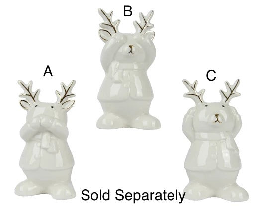 Cream & Gold Porcelain Reindeer - 3 assorted