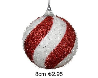 Christmas Tree Hanging Decoration - Tinsel Candy Cane Bauble