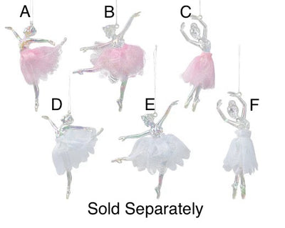 Iridescent White/ Pink Ballerina Figurines Decoration