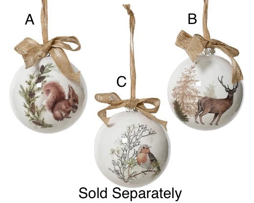 Christmas Tree Decoration – Boxed Bauble Robin/Squirrel/Deer