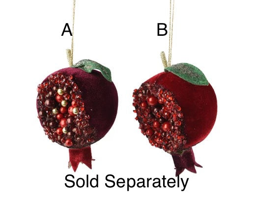 Christmas Tree Hanging Decoration - Velvet Vintage Pomegranante