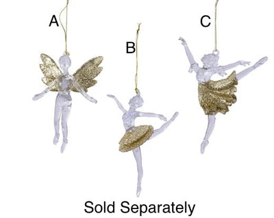 Christmas Tree Hanging Decoration - Gold Glitter Ballerina