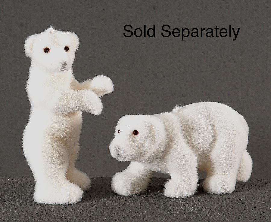 Flocked Polar Bear Decoration