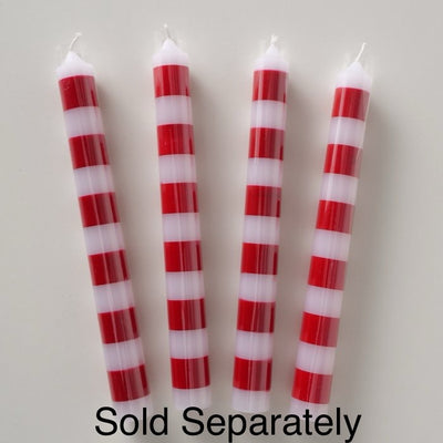 €1.95 Dinner Candle Collection - Candy Stripe Red/Pink