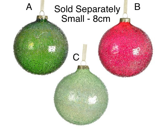 Glass Christmas Tree Hanging Decoration - Beaded Bauble **Click & Collect Only**