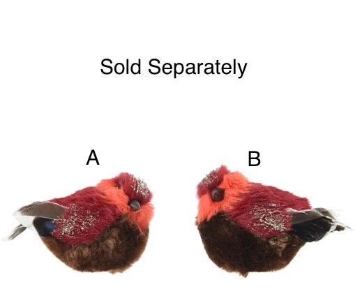 Christmas Tree Hanging Decoration - Bird Red Faux Fur