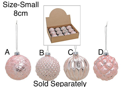 Christmas Tree Decoration - Glass Pink Glitter Bauble