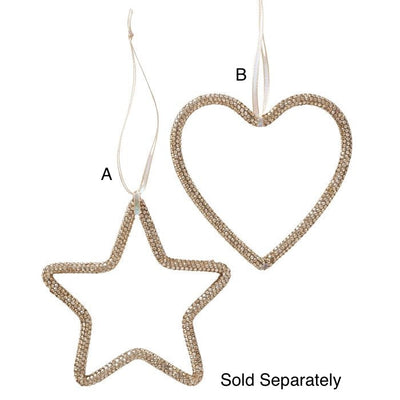 Christmas Tree Hanging Decoration - Gold Sequin Heart/Star