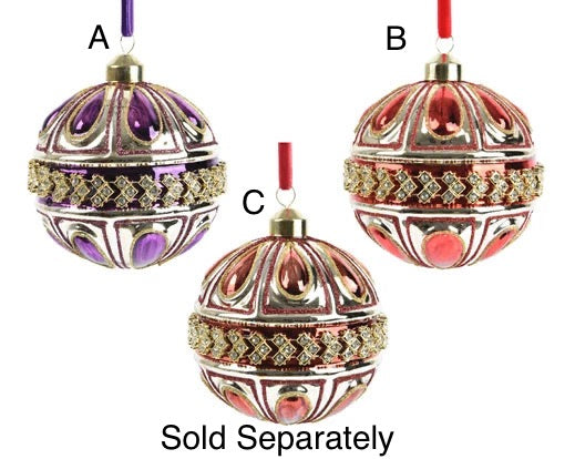 Glass Christmas Tree Hanging Decoration - Vintage Beaded Gold **Click & Collect Only**