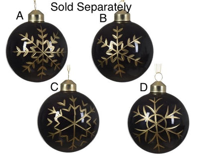 Glass Christmas Tree Hanging Decoration - Black Snowflake Bauble **CLICK & COLLECT ONLY**