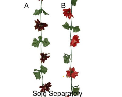 Christmas Garland - Red/Burgandy Poinsettia