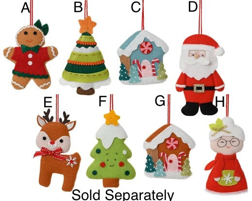 Christmas Tree Hanging Decoration - Festive Fabric Characters