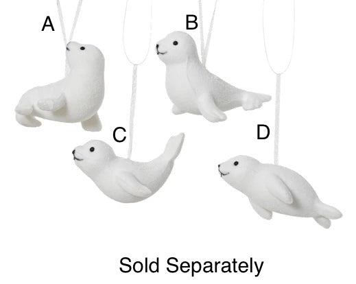 Christmas Tree Hanging Decoration - White Flocked Seals