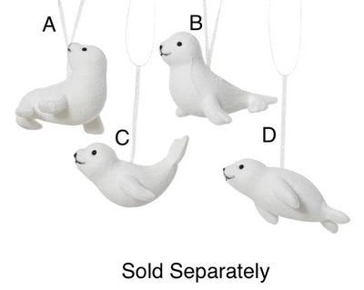 Christmas Tree Hanging Decoration - White Flocked Seals