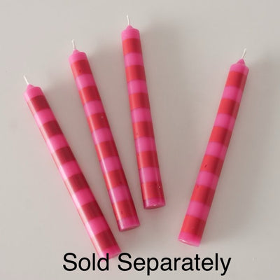 €1.95 Dinner Candle Collection - Candy Stripe Red/Pink