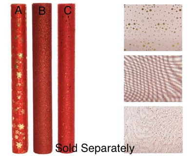 Decorative Red Glitter Table Runners - 3 Assorted Designs