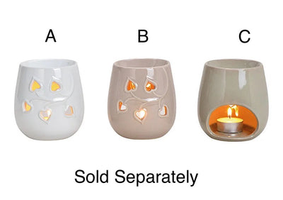 Ceramic Oil Burner with Leaf Heart Design - 3 assorted