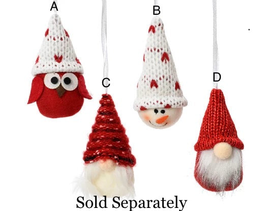 Wool Effect Hanging Decorations - 4 Assorted Designs