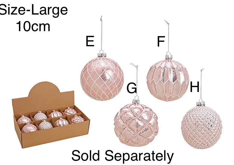 Christmas Tree Decoration - Glass Pink Glitter Bauble