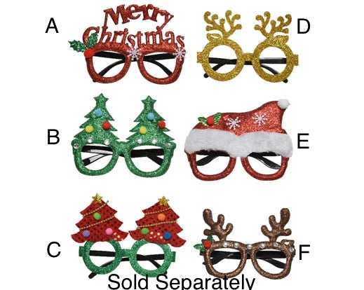 Festive Christmas Party Eye Glasses - 6 assorted