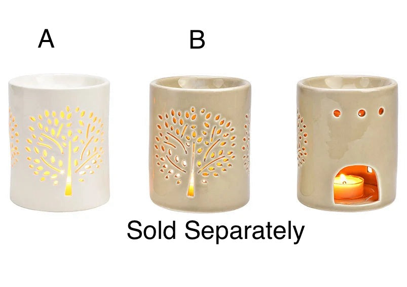 Ceramic Oil Burner with Tree of Life Design