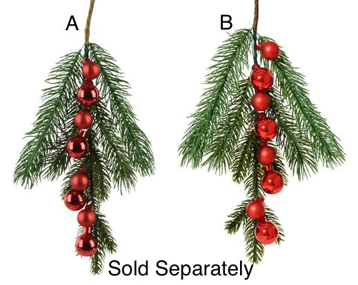 Christmas Floristry Pick - Pine with Glass Baubles