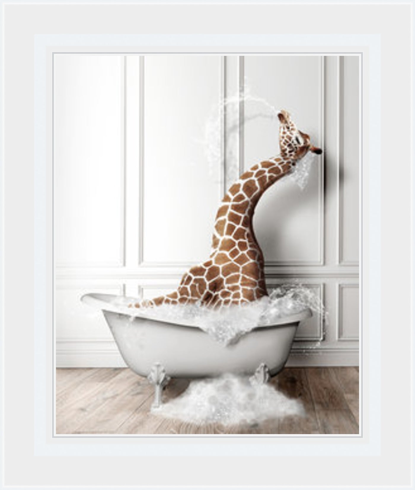 Framed Art on Glass - Bathroom Animals Collection - Champagne Scoup Frame ** CLICK & COLLECT ONLY**