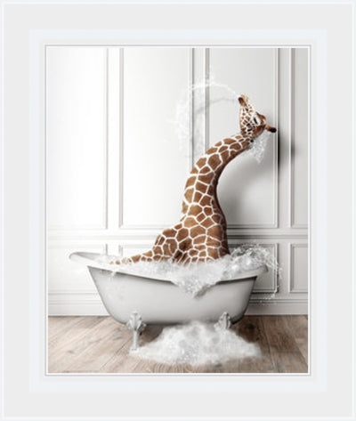 Framed Art on Glass - Bathroom Animals Collection - Champagne Scoup Frame ** CLICK & COLLECT ONLY**