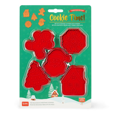 Legami Christmas Cookie Cutters with Stamps - Cookie Time - Set of 5