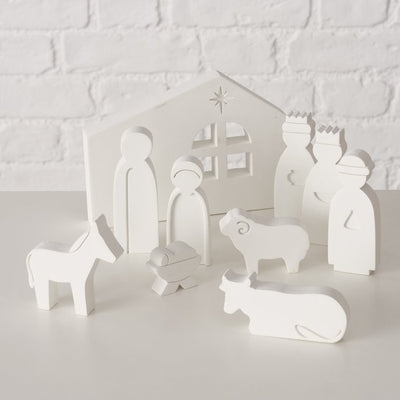 Christmas Nativity Set - Modern White