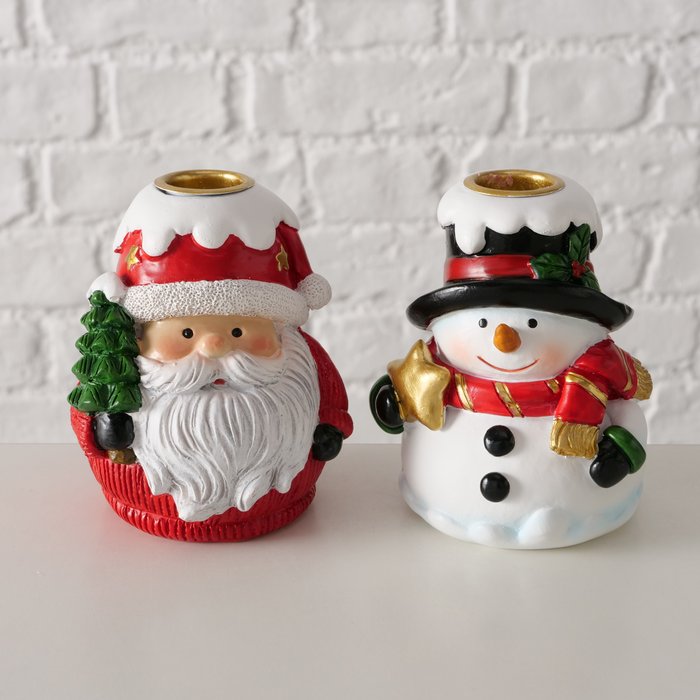 Christmas Candle Holder - Santa Claus/Snowman