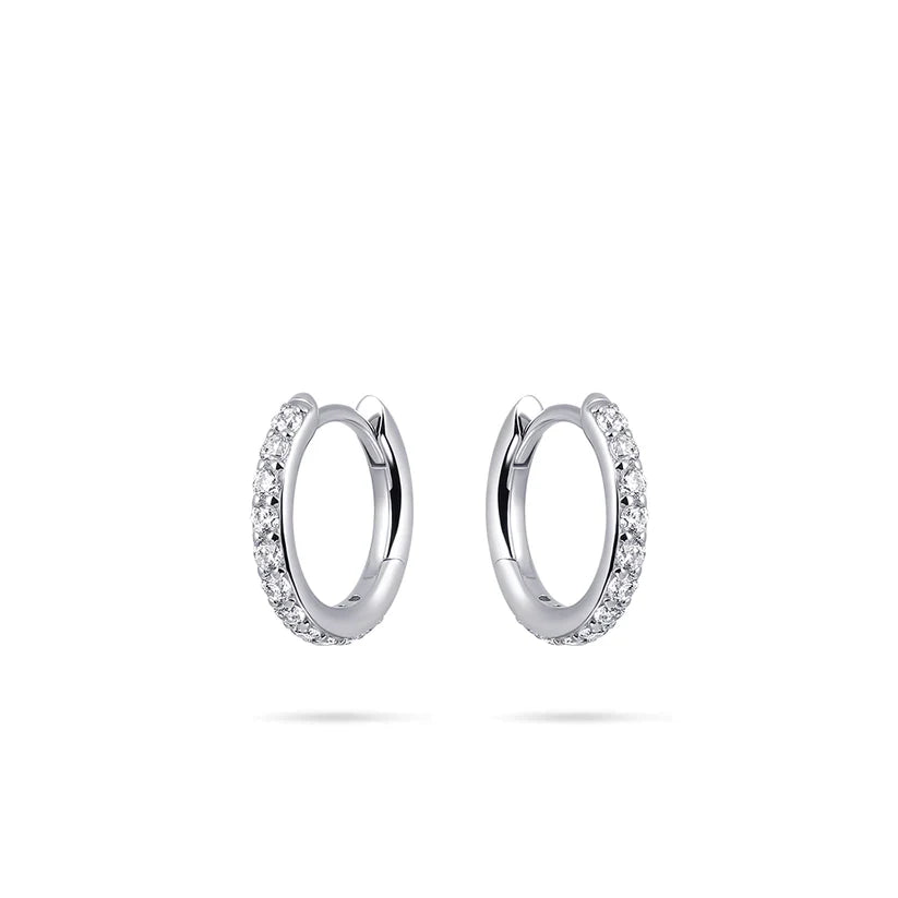 Gisser Sterling Silver Earrings - 12mm Mini Sparkling Hoops