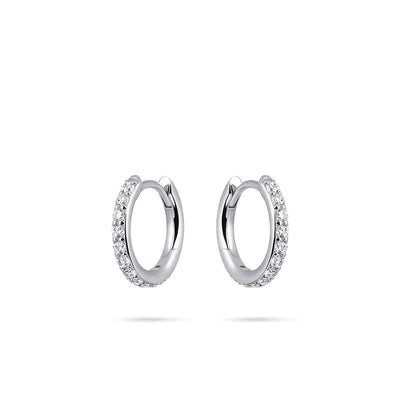 Gisser Sterling Silver Earrings - 12mm Mini Sparkling Hoops