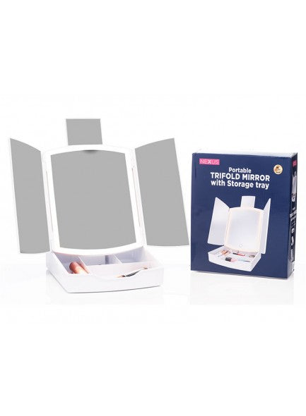 The Grange Interiors Nexus LED Tri-fold Collapsible Mirror with Storage