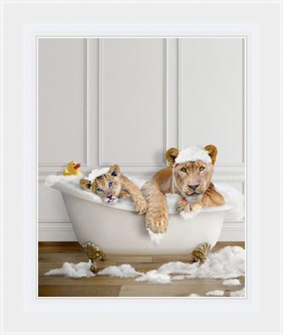 Bathroom Lions In Bath - Art On Glass- **CLICK & COLLECT ONLY**